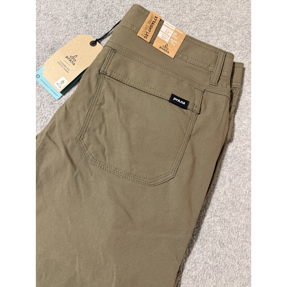 PrAna Stretch Zion II Relaxed Straight Pants Men's 32x30 Slate Green Hiking NWT
